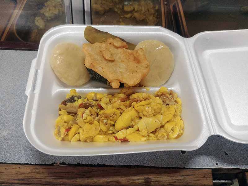 Styrofoam box Ackee and Saltfish