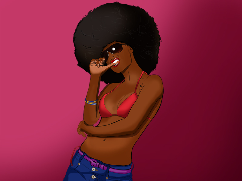 Afro girl retro party style african american woman