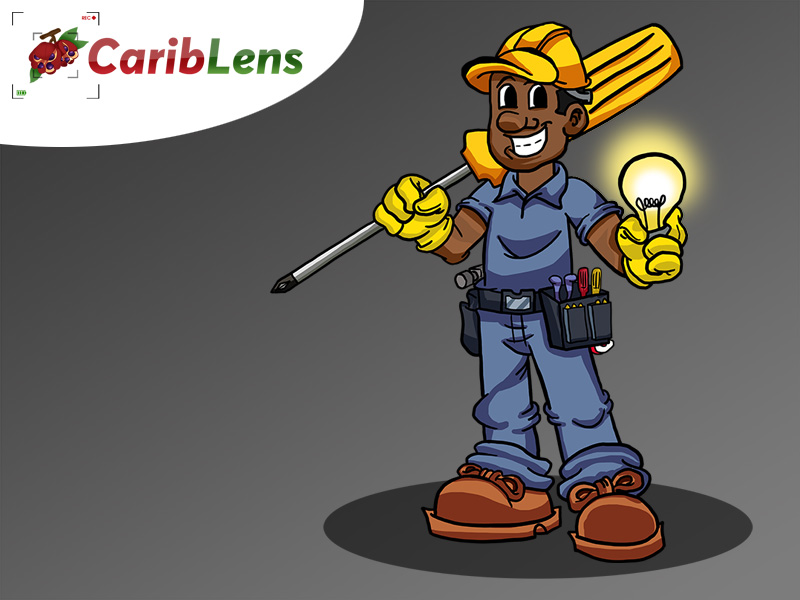 Black Cartoon Electrician African American