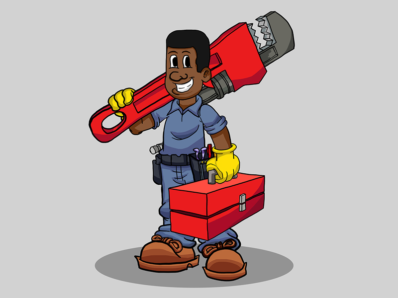 Cartoon black Plumber African American cartoon black plumber