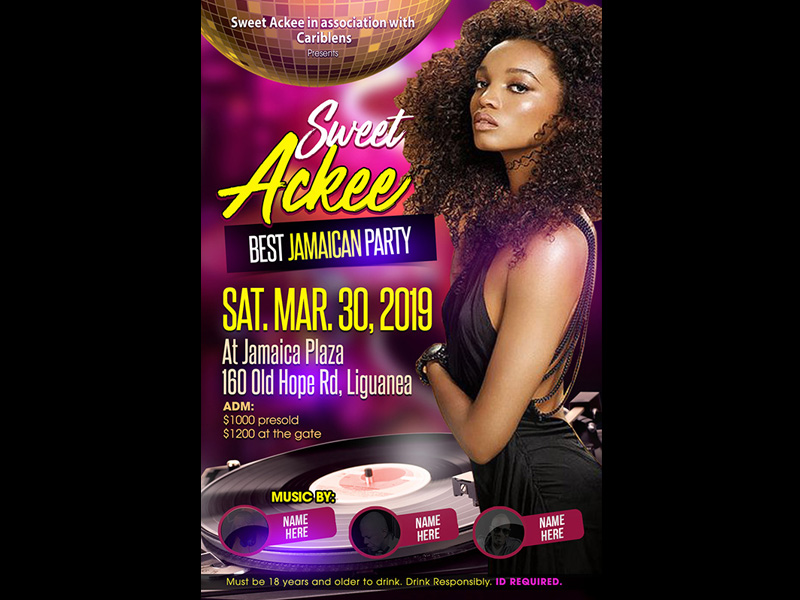 Retro Party Flyer with Afro girl