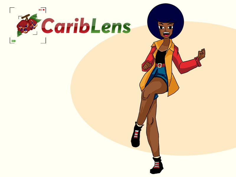 black African American cartoon afro party girl retro style