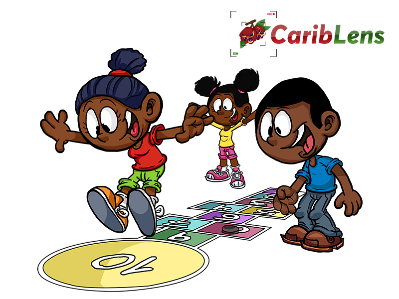 Black African Children playing Hop- Scotch boy and girls playing games