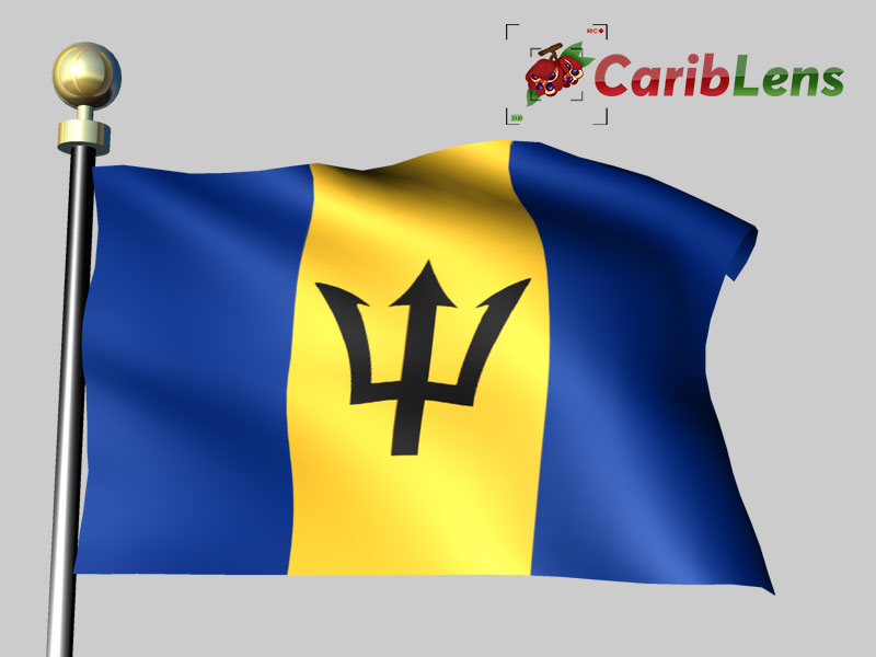 Animated flag of Barbados on a pole