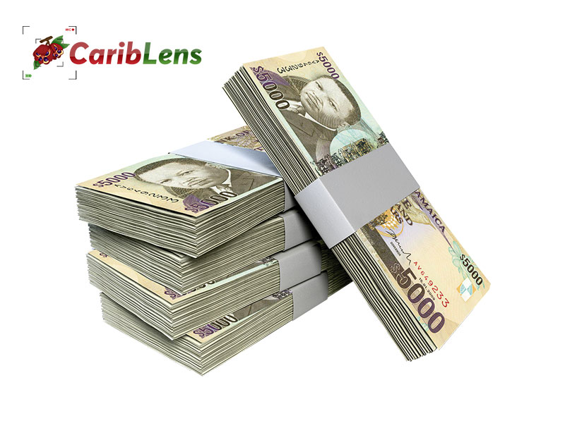 Jamaican Money in bank strap – bundle 5000 dollar bills