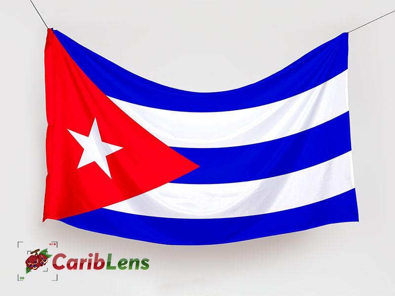 Cuban flag hanging horizontally