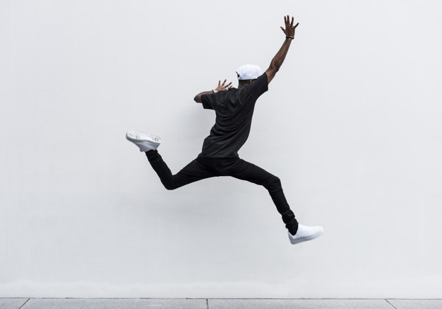 African man jumping Free Photo