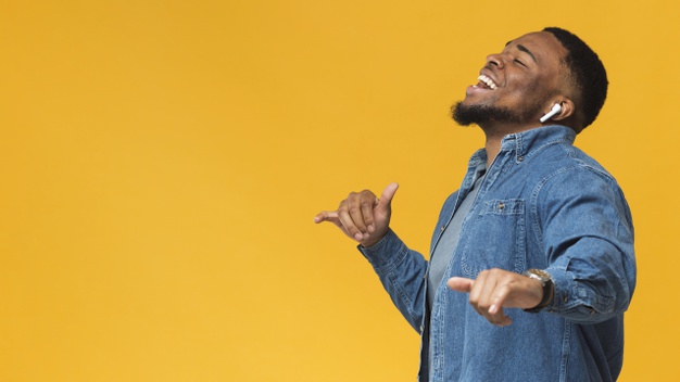 Side view African American black man dancing - Free Photo