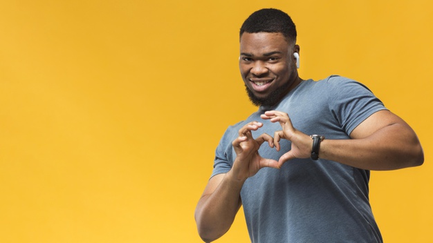 African American Man showing heart shape – Free Photo