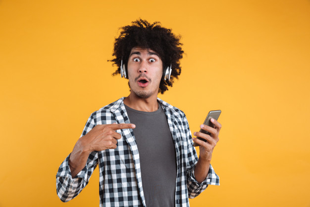 African American black man listening to music