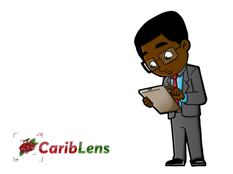 Cartoon African American Businessman Looking At Clip Board