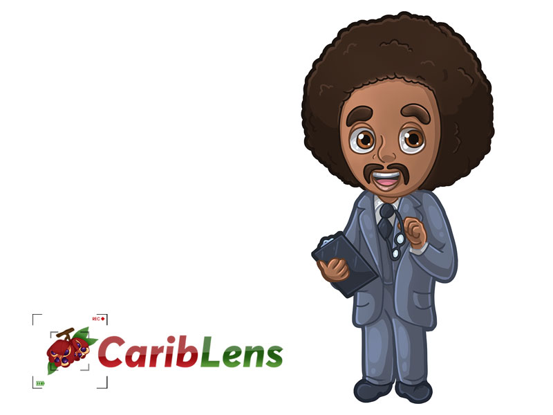Cartoon African American black businessman with clipboard