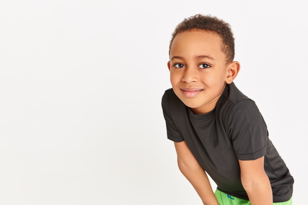 Athletic Handsome African American Boy Doing Running Exercise Looking Camera With Happy Smile Having Break Regain Breath 343059 2249