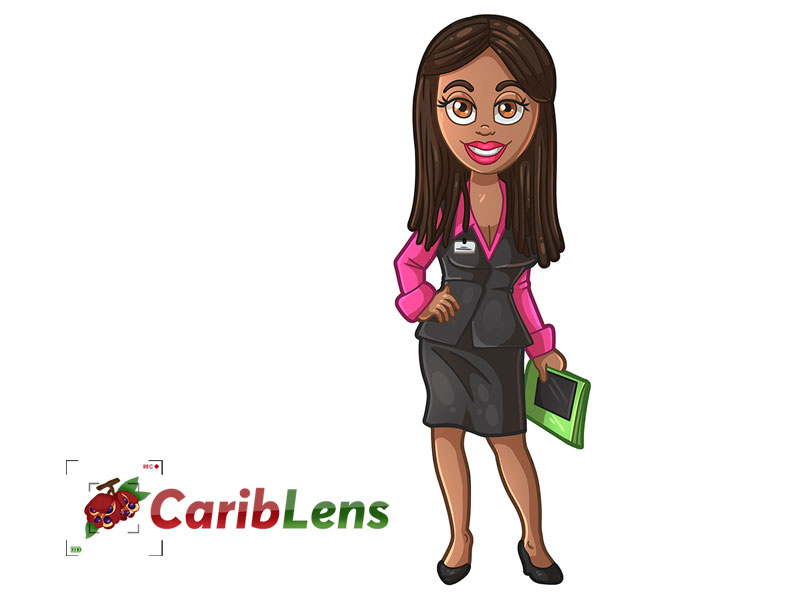 Cartoon African Black Professional Business Woman