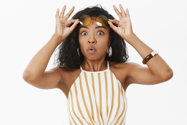 African American black woman – excitement and surprise looking shocked