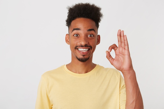 African American black young man – giving OK sign – Free Photo