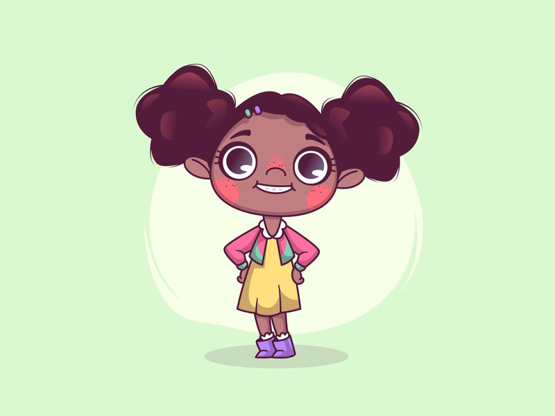 Cartoon Or Illustrated African Black Girl Posing For The Camera