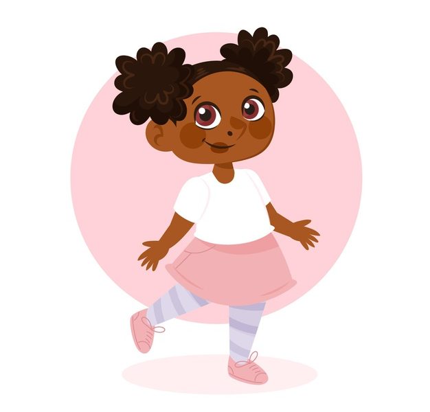 Cartoon African American black little girl walking Free Vector