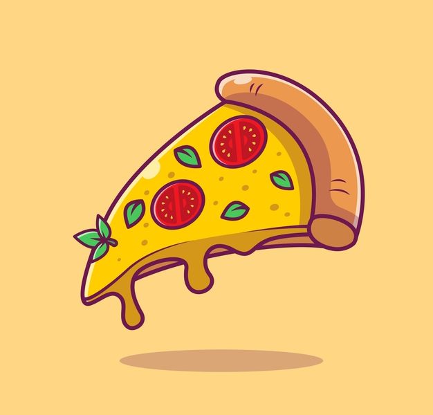 Slice of pizza cartoon vector illustration flat cartoon style