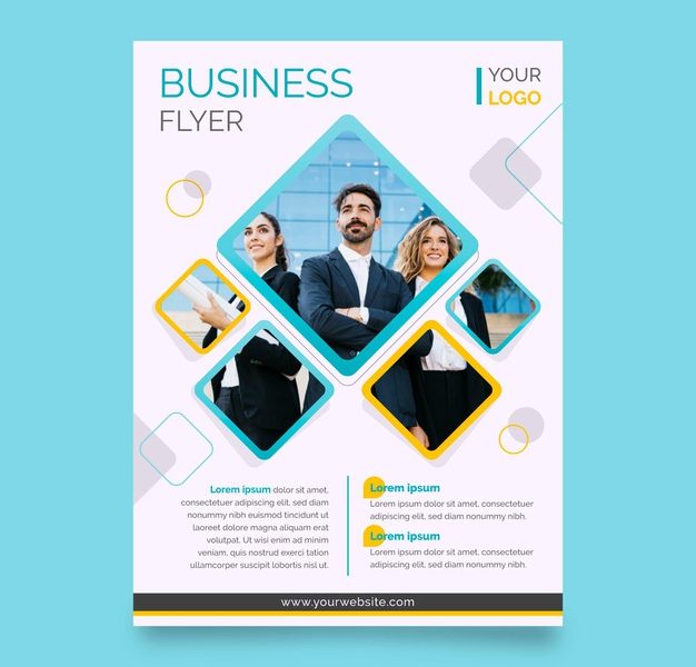 Business Print Template with Photo Free Vector