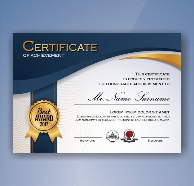 Certificate of achievement template Free Vector