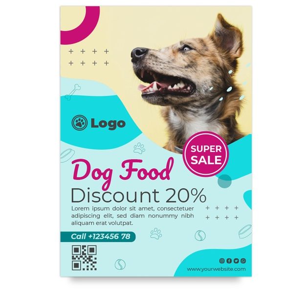 Dog food vertical flyer template Free Vector