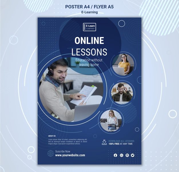 E-learning concept flyer template Free Psd