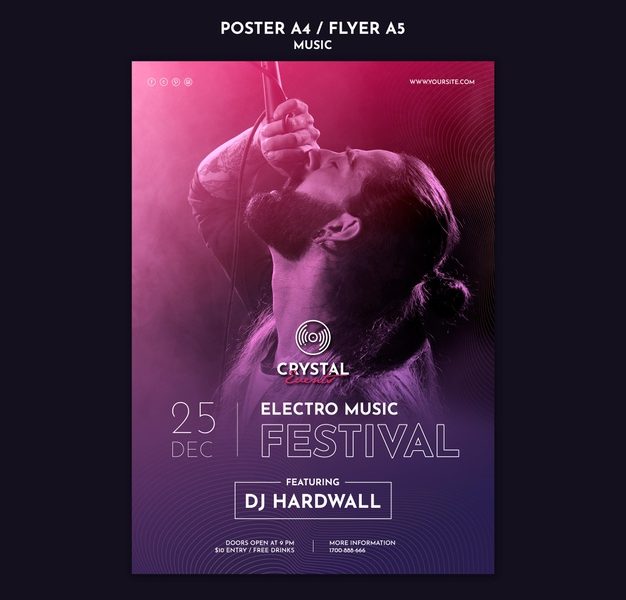 Electro Music Festival Poster Template Free Psd
