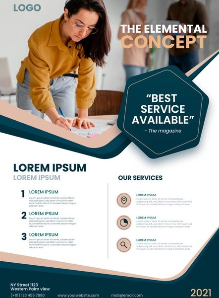 Elemental Concept Flyer Template Free Vector