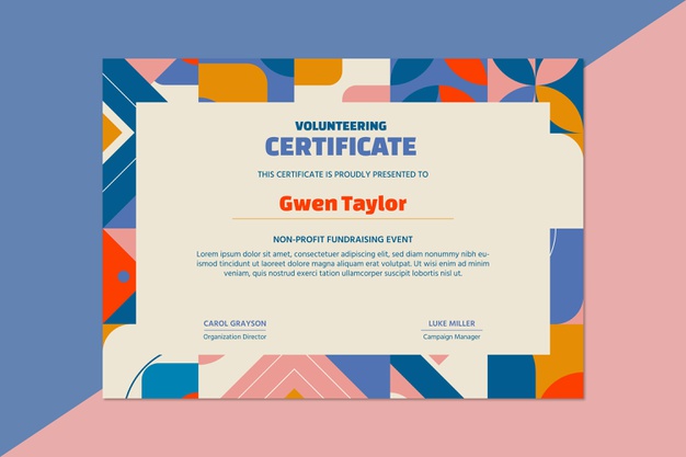 Geometric Fundraising Volunteering Non Profit Certificate 23 2148957106