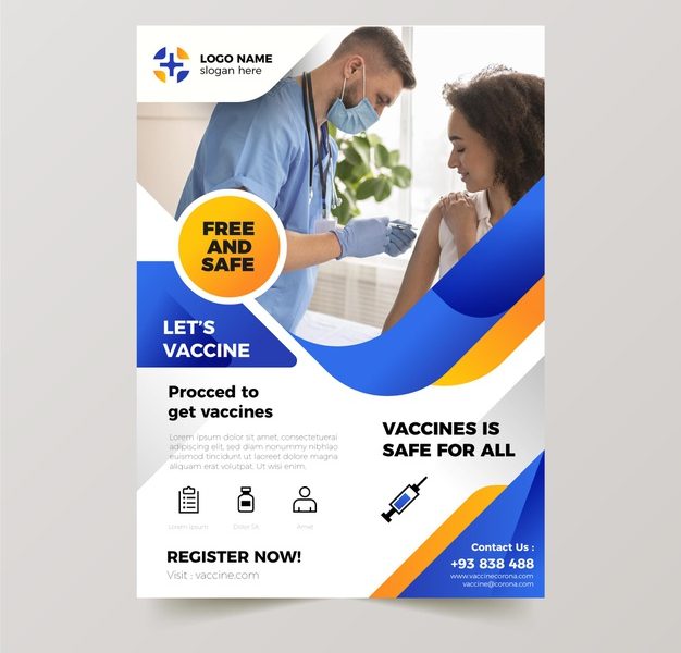 Gradient coronavirus vaccination flyer template Free Vector