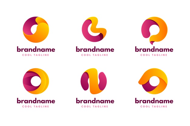 Gradient brand logo template set Free Vector