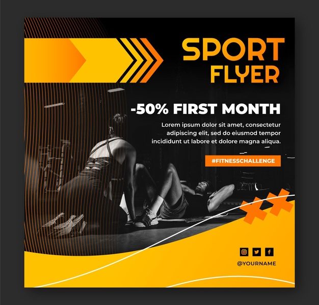 Gradient a5 Sports flyer template with photo Free Vector