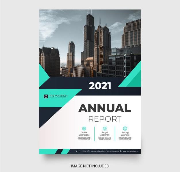 Modern annual report business brochure template with abstract shapes Free Vector