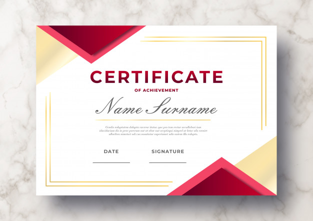 Modern certificate of achievement PSD template Free PSD