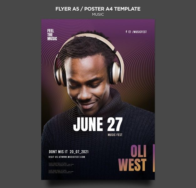 Music festival poster template Free Psd