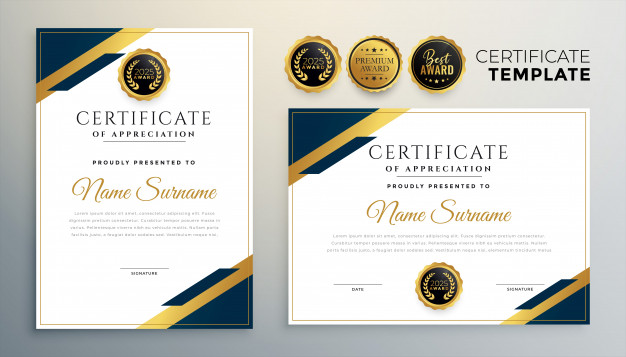 Professional Diploma Certificate Template In Premium Style Free Vector