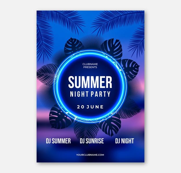 Realistic summer party vertical poster template Free Vector