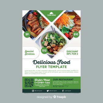 Restaurant Flyer Template with Photo Free Vector