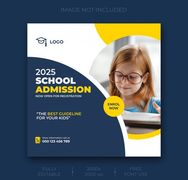 School admission social media post template Free Psd