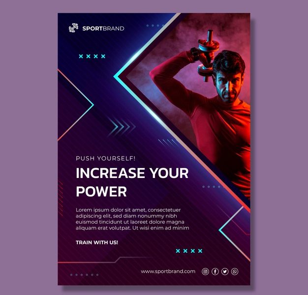 Sport and tech vertical flyer template Free Vector