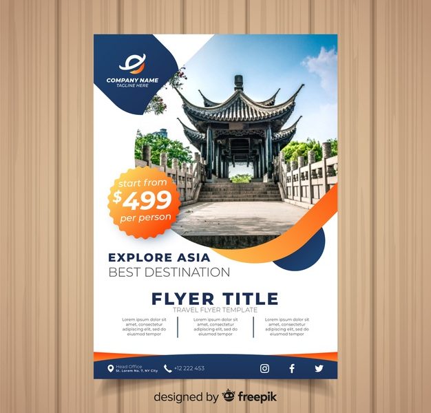 Travel flyer template Free Vector