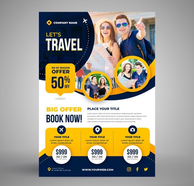 Travel Sale Flyer Template Free Vector