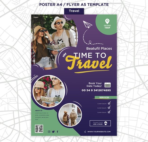 Travelling Print Template with Photo Free Psd