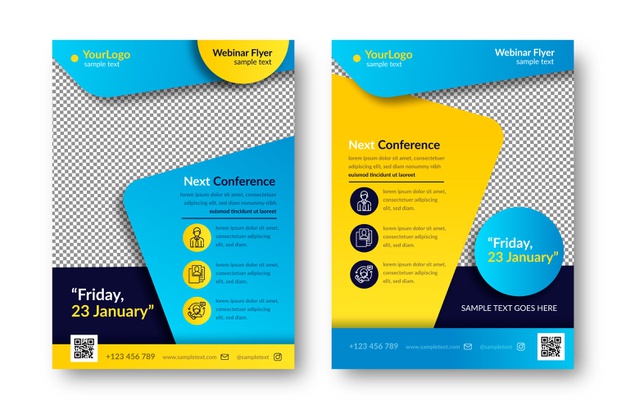 Webinar flyer template set Free Vector