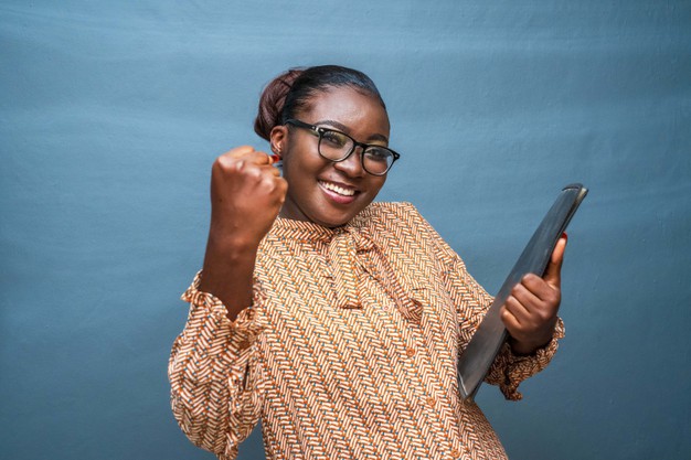 Young African American Female Gesturing With Her Fist Female Empowerment Concept 181624 32888