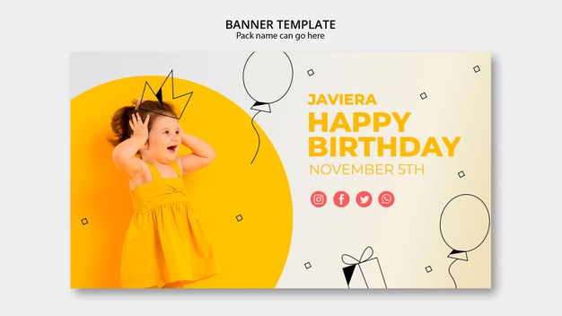 Banner template with happy birthday Free Psd