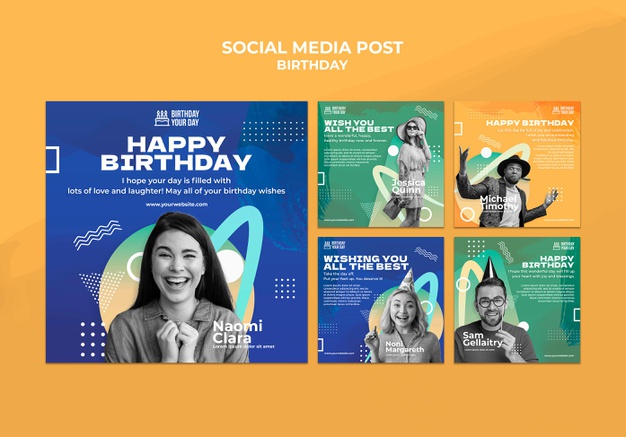 Birthday celebration social media post Free Psd