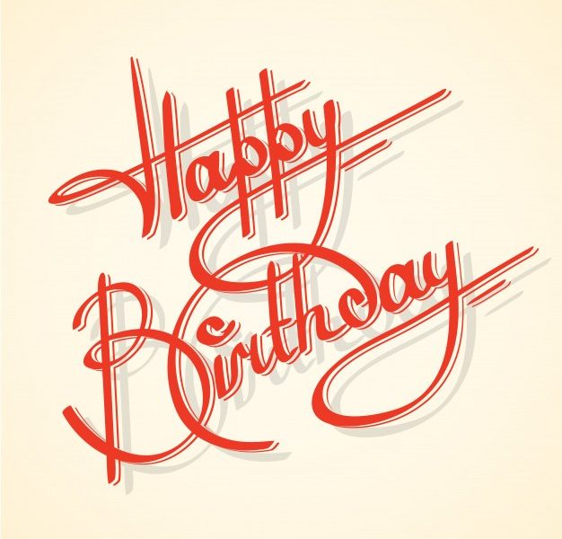 Calligraphy happy birthday ornate lettering postcard template vector illustration Free Vector