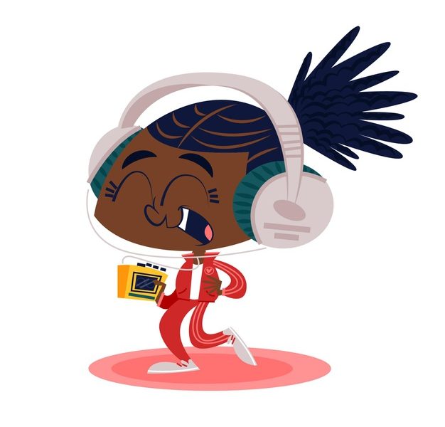 Cartoon African black in sport wearing girl jagging or running illustration Free Vector